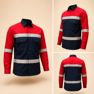 baju proyek merah hitam